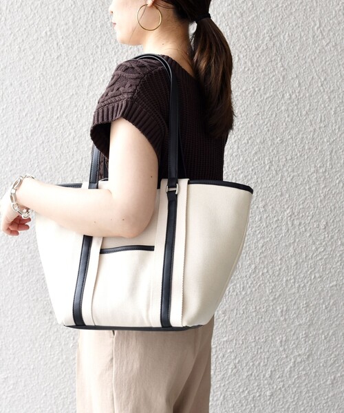 SHIPS（シップス）の「*3WAY配色キャンバストートバッグ◇（トートバッグ・レディース・オフホワイト/ブラック/オリーブ/アイボリー/ブラック系・ONE SIZE）」の12枚目の写真