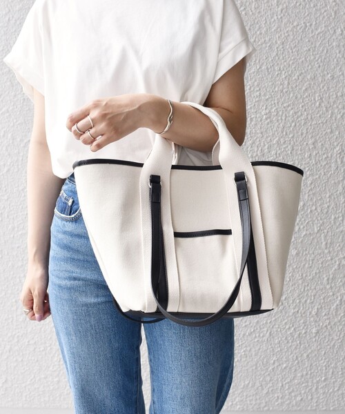 SHIPS（シップス）の「*3WAY配色キャンバストートバッグ◇（トートバッグ・レディース・オフホワイト/ブラック/オリーブ/アイボリー/ブラック系・ONE SIZE）」の13枚目の写真