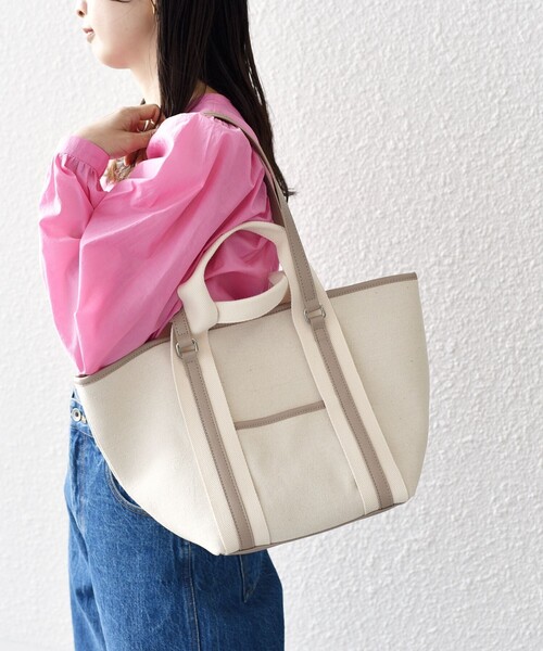 SHIPS（シップス）の「*3WAY配色キャンバストートバッグ◇（トートバッグ・レディース・オフホワイト/ブラック/オリーブ/アイボリー/ブラック系・ONE SIZE）」の9枚目の写真