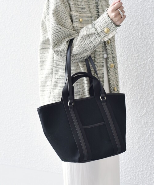 SHIPS（シップス）の「*3WAY配色キャンバストートバッグ◇（トートバッグ・レディース・オフホワイト/ブラック/オリーブ/アイボリー/ブラック系・ONE SIZE）」の10枚目の写真