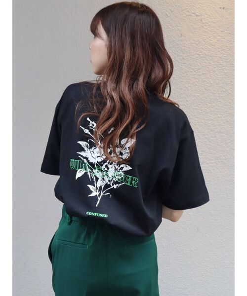EVRIS（エヴリス）の「WILD FLOWER BIG Tシャツ（Tシャツ/カットソー・レディース・ホワイト/ブラック・FREE）」の8枚目の写真