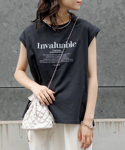 CIAOPANIC TYPY（チャオパニックティピー）の「ロゴプリントノースリーブTee（Tシャツ/カットソー・レディース・グレー系その他/ブラック/ホワイト・ONE SIZE）」の5枚目の写真