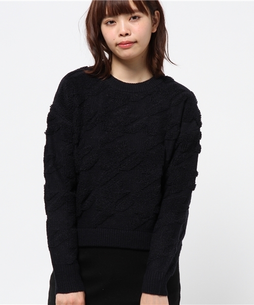 OUTLET（アウトレット）の「【CAPRICIEUX LE'MAGE】BIGチドリショートプルオーバー（ニット/セーター・レディース・ベージュ/ネイビー/ホワイト・FREE）」の3枚目の写真