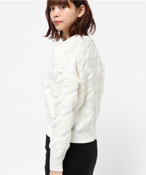 OUTLET（アウトレット）の「【CAPRICIEUX LE'MAGE】BIGチドリショートプルオーバー（ニット/セーター・レディース・ベージュ/ネイビー/ホワイト・FREE）」の5枚目の写真
