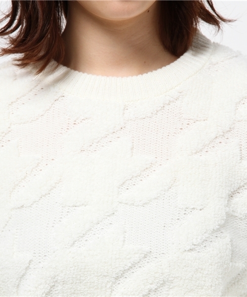 OUTLET（アウトレット）の「【CAPRICIEUX LE'MAGE】BIGチドリショートプルオーバー（ニット/セーター・レディース・ベージュ/ネイビー/ホワイト・FREE）」の7枚目の写真