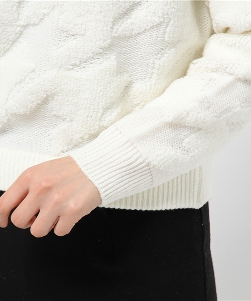 OUTLET（アウトレット）の「【CAPRICIEUX LE'MAGE】BIGチドリショートプルオーバー（ニット/セーター・レディース・ベージュ/ネイビー/ホワイト・FREE）」の8枚目の写真