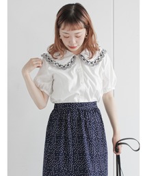ehka sopo | 刺繍フリル衿ブラウス(シャツ/ブラウス)