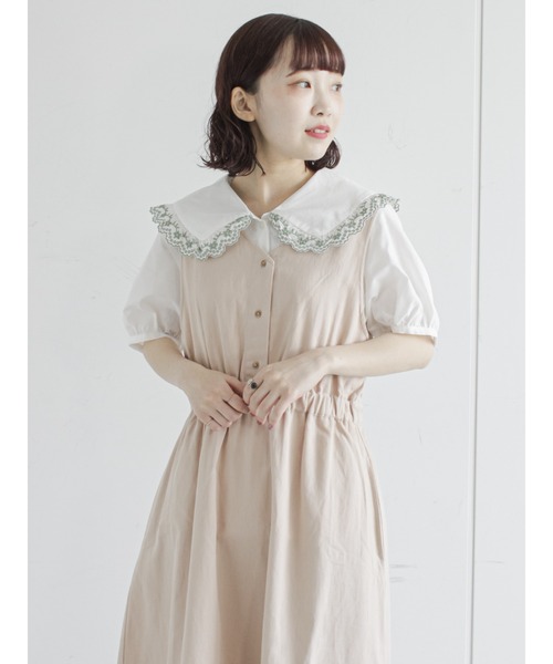 ehka sopo（エヘカソポ）の「刺繍フリル衿ブラウス（シャツ/ブラウス・レディース・ブラック/オフホワイト/グリーン/ミント・ﾌﾘ-）」の4枚目の写真