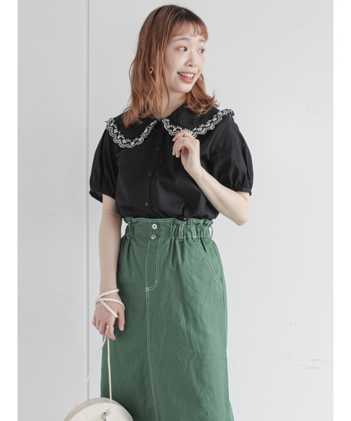 ehka sopo（エヘカソポ）の「刺繍フリル衿ブラウス（シャツ/ブラウス・レディース・ブラック/オフホワイト/グリーン/ミント・ﾌﾘ-）」の14枚目の写真