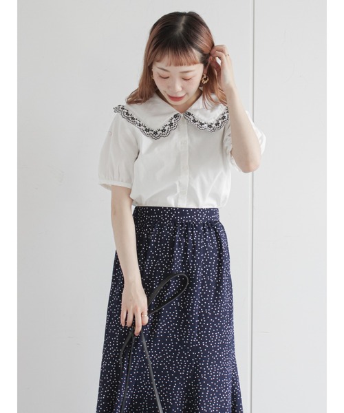 ehka sopo（エヘカソポ）の「刺繍フリル衿ブラウス（シャツ/ブラウス・レディース・ブラック/オフホワイト/グリーン/ミント・ﾌﾘ-）」の21枚目の写真