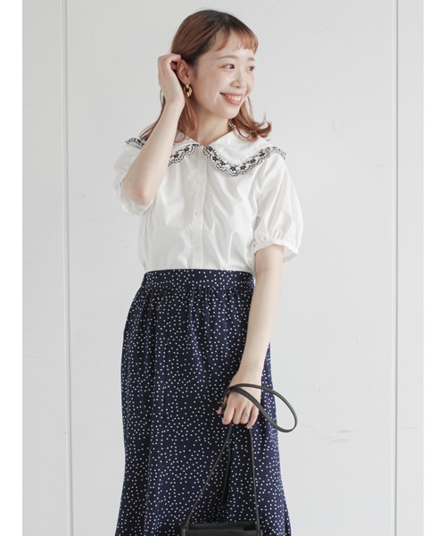 ehka sopo（エヘカソポ）の「刺繍フリル衿ブラウス（シャツ/ブラウス・レディース・ブラック/オフホワイト/グリーン/ミント・ﾌﾘ-）」の15枚目の写真