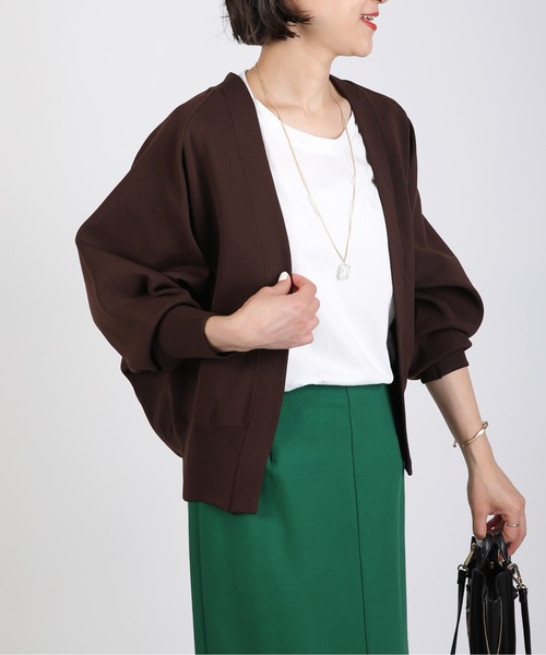 PICCIN（ピッチン）の「V襟ラグランスリーブカーディガン（カーディガン/ボレロ・レディース・ブラック/ダークグリーン/ダークブラウン・M）」の2枚目の写真