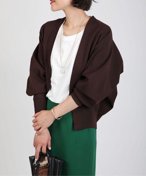 PICCIN（ピッチン）の「V襟ラグランスリーブカーディガン（カーディガン/ボレロ・レディース・ブラック/ダークグリーン/ダークブラウン・M）」の15枚目の写真