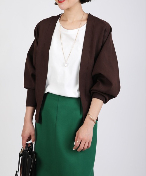 PICCIN（ピッチン）の「V襟ラグランスリーブカーディガン（カーディガン/ボレロ・レディース・ブラック/ダークグリーン/ダークブラウン・M）」の14枚目の写真