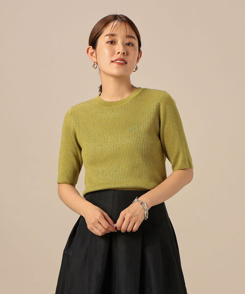 NOLLEY’S Sophi(ノーリーズソフィ)の「《手洗い可能》ラメ5分袖プルオーバーニット(ニット/セーター・レディース・ライトグリーン/ブラウン/ベージュ/ブラック・38/36)」の9枚目の写真
