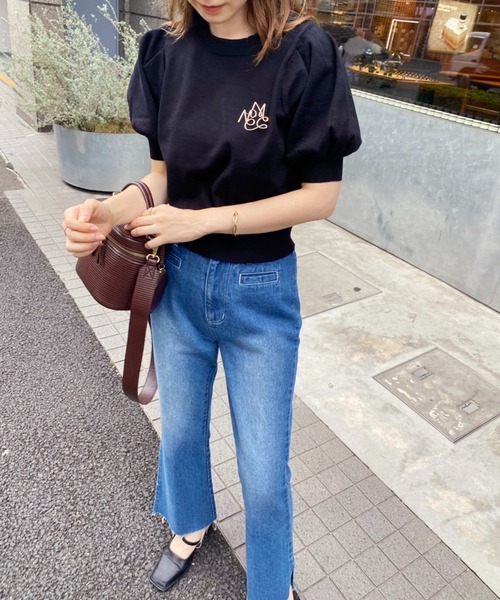 one after another NICE CLAUP（ワンアフターアナザーナイスクラップ）の「ブローチセット半袖ニット（ニット/セーター・レディース・ブラック/ブラウン/レッド/ピンク/アイボリー・FREE）」の19枚目の写真