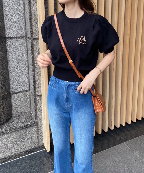 one after another NICE CLAUP（ワンアフターアナザーナイスクラップ）の「ブローチセット半袖ニット（ニット/セーター・レディース・ブラック/ブラウン/レッド/ピンク/アイボリー・FREE）」の15枚目の写真