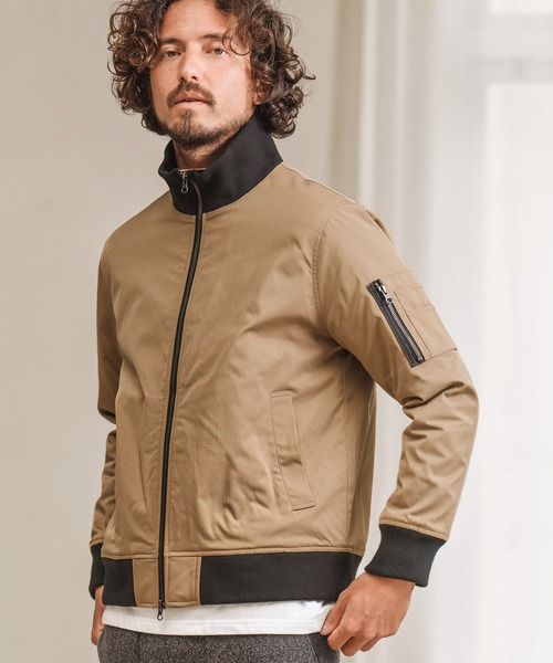 Magine（マージン）の「mj8743- THINSULATE STAND COLLAR MA-1 ジャケット（MA-1・メンズ・ブラック/オリーブ/ベージュ・48/46/44）」の2枚目の写真