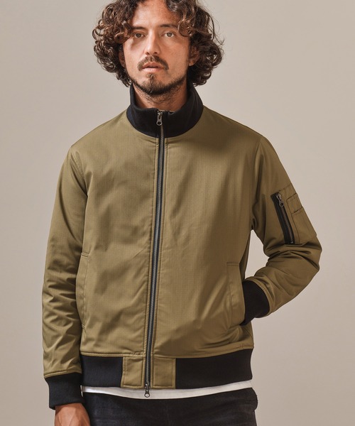 Magine（マージン）の「mj8743- THINSULATE STAND COLLAR MA-1 ジャケット（MA-1・メンズ・ブラック/オリーブ/ベージュ・48/46/44）」の3枚目の写真