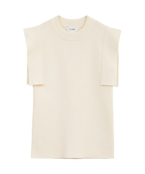 CLANE(クラネ)の「【CLANE/クラネ】SQUARE SLEEVE KNIT TOPS/スクエアスリーブニットトップス 13106-2012(Tシャツ/カットソー・レディース・ホワイト/ブラック/ブラウン/グリーン・1)」の1枚目の写真