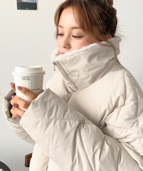 moment+（モーメントプラス）の「【累計販売枚数2万枚突破！】えりファーマットポリエステルダイヤキルトエコダウンブルゾン（ダウンジャケット/コート・レディース・ブラック/アイボリー/ベージュ/カーキ・M/L）」の8枚目の写真