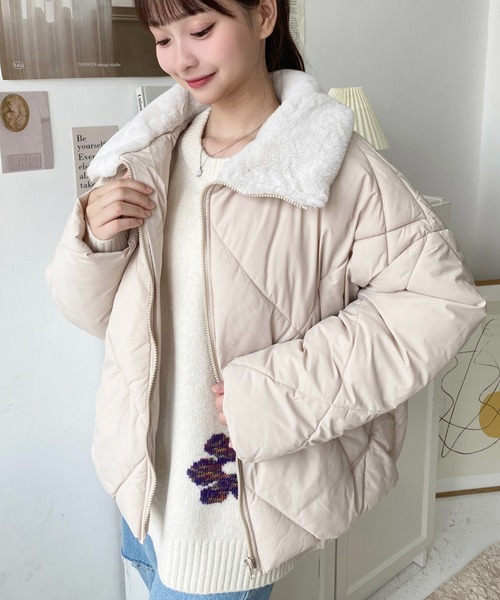 moment+（モーメントプラス）の「【累計販売枚数2万枚突破！】えりファーマットポリエステルダイヤキルトエコダウンブルゾン（ダウンジャケット/コート・レディース・ブラック/アイボリー/ベージュ/カーキ・M/L）」の15枚目の写真