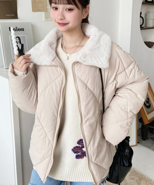 moment+（モーメントプラス）の「【累計販売枚数2万枚突破！】えりファーマットポリエステルダイヤキルトエコダウンブルゾン（ダウンジャケット/コート・レディース・ブラック/アイボリー/ベージュ/カーキ・M/L）」の13枚目の写真