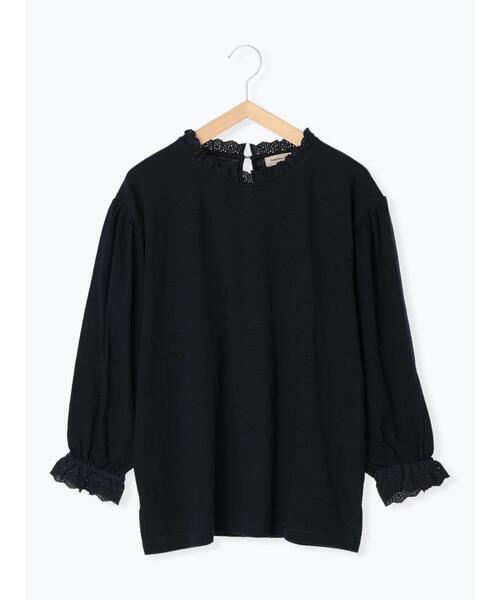 Samansa Mos2（サマンサ モスモス）の「ボリューム袖レースカットソー（Tシャツ/カットソー・レディース・ブラック/ベージュ/キナリ・ﾌﾘ-）」の2枚目の写真
