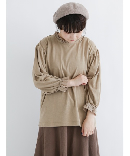 Samansa Mos2（サマンサ モスモス）の「ボリューム袖レースカットソー（Tシャツ/カットソー・レディース・ブラック/ベージュ/キナリ・ﾌﾘ-）」の3枚目の写真