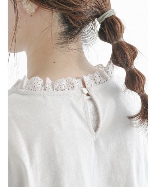 Samansa Mos2（サマンサ モスモス）の「ボリューム袖レースカットソー（Tシャツ/カットソー・レディース・ブラック/ベージュ/キナリ・ﾌﾘ-）」の6枚目の写真