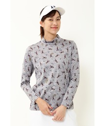 PING（ピン）の「【PING APPAREL】Mr.PING総柄プリント 裏起毛 UV長袖ハイネックカットソー (LADIES)（Tシャツ/カットソー）」