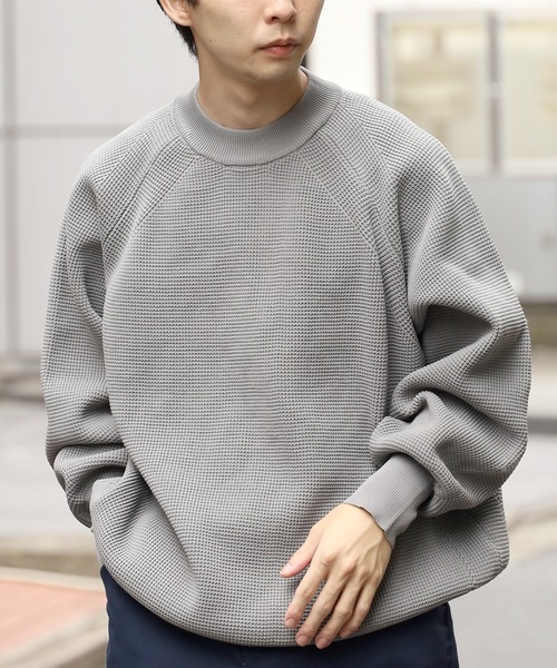 THOUSAND MILE（サウザンドマイル）の「THOUSAND MILE/サウザンドマイル FEATHER KNIT CREW NECK ニット オーバーサイズ ラグラン クルーニット（ニット/セーター・メンズ・ダークブルー/グレー/ブラック・L/XL/M）」の13枚目の写真