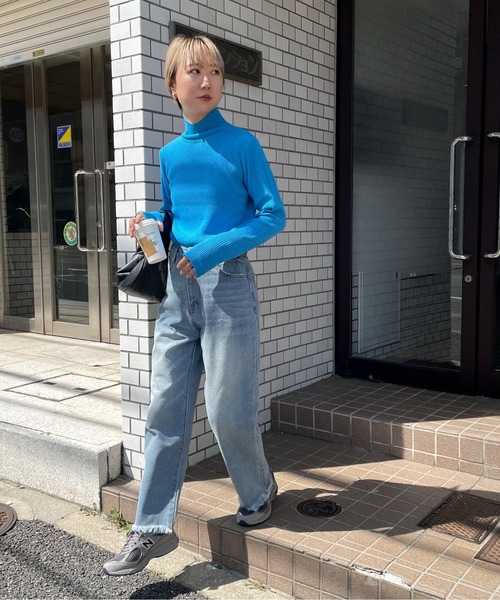 feepur(フェピュール)の「【ハンドウォッシャブル】プチハイネックカラーリブニット(ニット/セーター・レディース・オレンジ/杢グレー/ブラック/ターコイズブルー/グリーン/オフホワイト/ピンク/ブラウン/イエロー/レッド・MEDIUM)」の15枚目の写真