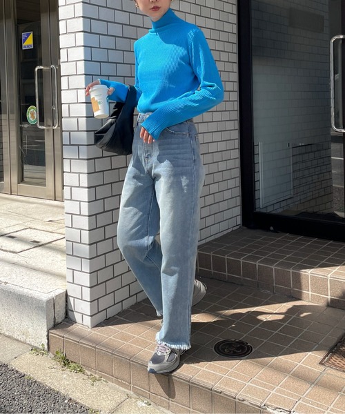 feepur(フェピュール)の「【ハンドウォッシャブル】プチハイネックカラーリブニット(ニット/セーター・レディース・オレンジ/杢グレー/ブラック/ターコイズブルー/グリーン/オフホワイト/ピンク/ブラウン/イエロー/レッド・MEDIUM)」の16枚目の写真