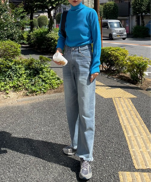 feepur(フェピュール)の「【ハンドウォッシャブル】プチハイネックカラーリブニット(ニット/セーター・レディース・オレンジ/杢グレー/ブラック/ターコイズブルー/グリーン/オフホワイト/ピンク/ブラウン/イエロー/レッド・MEDIUM)」の19枚目の写真