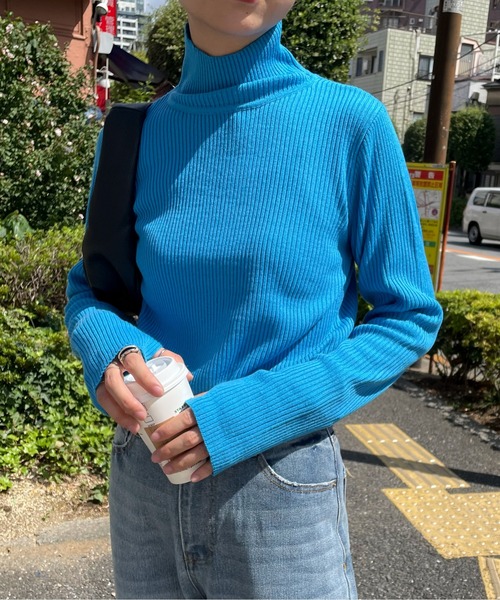 feepur(フェピュール)の「【ハンドウォッシャブル】プチハイネックカラーリブニット(ニット/セーター・レディース・オレンジ/杢グレー/ブラック/ターコイズブルー/グリーン/オフホワイト/ピンク/ブラウン/イエロー/レッド・MEDIUM)」の20枚目の写真