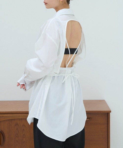 HANNE(アン)の「バックオープンレイヤードデザインシャツ(シャツ/ブラウス・レディース・ホワイト/ブラック・フリー)」の13枚目の写真