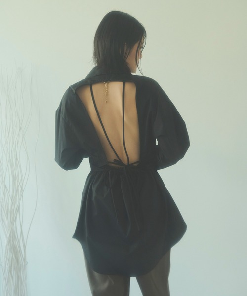 HANNE(アン)の「バックオープンレイヤードデザインシャツ(シャツ/ブラウス・レディース・ホワイト/ブラック・フリー)」の20枚目の写真