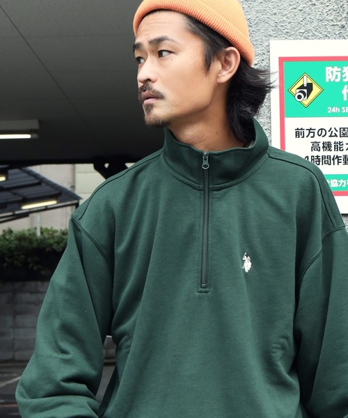 U.S. POLO ASSN.(ユーエスポロアッスン)の「U.S. POLO ASSN. / ユーエスポロアッスン 別注 コラボ オーバーサイズ ハーフジップ 裏毛 スウェット トレーナー(スウェット・メンズ・ブルー系その他/ホワイト系その他2/ブラック系その他2/グレー系その他2/グレー系その他3/グレー系その他4/グリーン系その他2/ブルー系その他2/ホワイト系その他/ブラック系その他/グレー系その他/グリーン系その他・MEDIUM/LARGE/X-LARGE)」の9枚目の写真