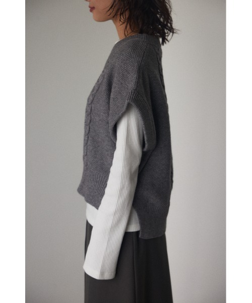 BLACK BY MOUSSY（ブラックバイマウジー）の「cable knit vest（ケーブルニットベスト)（ベスト・レディース・ブラック/トップグレー/ブラウン・FREE）」の20枚目の写真
