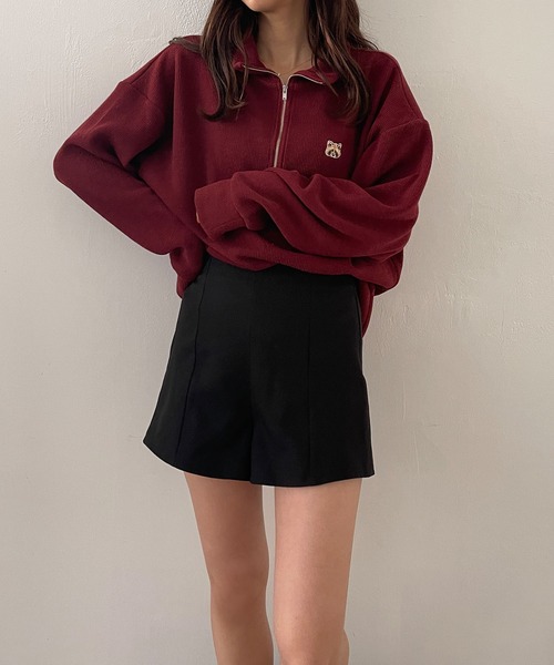ADIRA（アディラ）の「ユニセックスハーフジップニットソートップス（その他トップス・レディース・ボルドー/ブラック・LARGE）」の11枚目の写真