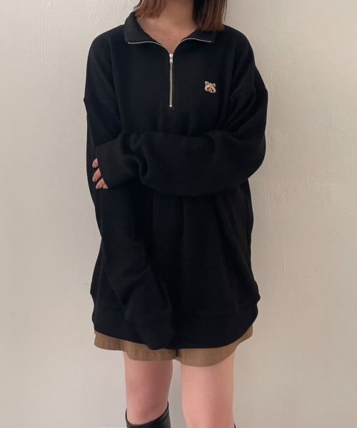 ADIRA（アディラ）の「ユニセックスハーフジップニットソートップス（その他トップス・レディース・ボルドー/ブラック・LARGE）」の10枚目の写真