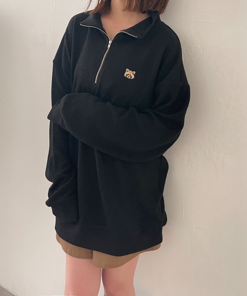 ADIRA（アディラ）の「ユニセックスハーフジップニットソートップス（その他トップス・レディース・ボルドー/ブラック・LARGE）」の9枚目の写真