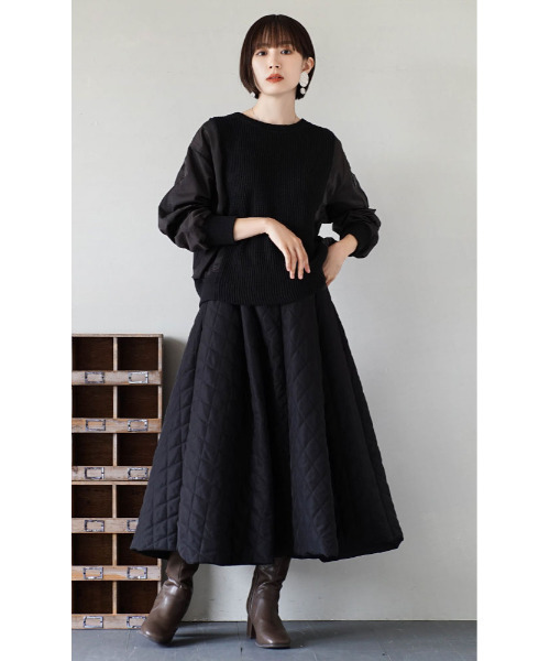 zootie（ズーティー）の「【上品に、あたたかく。】サニーヒート キルティングスカート（スカート・レディース・ブラック/アッシュブラウン・フリー）」の15枚目の写真