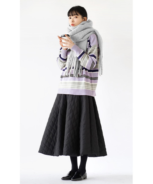 zootie（ズーティー）の「【上品に、あたたかく。】サニーヒート キルティングスカート（スカート・レディース・ブラック/アッシュブラウン・フリー）」の10枚目の写真