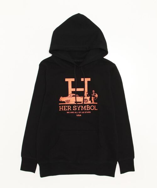 Kare/ME(カーミー)の「Kare/ME(カーミー)H MM パーカーオレンジプリント(パーカー・レディース・ホワイト/ブラック・L/M/S)」の7枚目の写真
