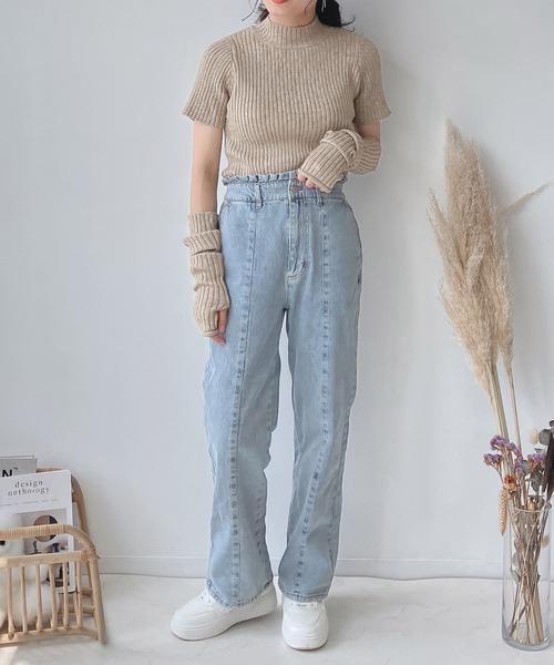 AS KNOW AS plus（アズノゥアズプラス）の「♪アームウォーマー 付きニット（ニット/セーター・レディース・ブラック/ベージュ/ブルー・FREE）」の17枚目の写真