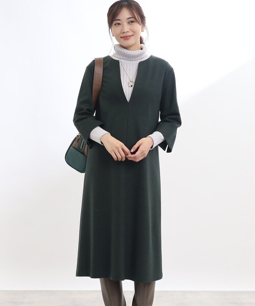 極美品 リフレクト 13号 洗える クロップドスリーブジャンパードレス