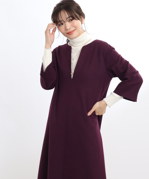 極美品　リフレクト　13号　洗える　クロップドスリーブジャンパードレス Reflect（リフレクト）の「◇【洗える】クロップドスリーブジャンパー