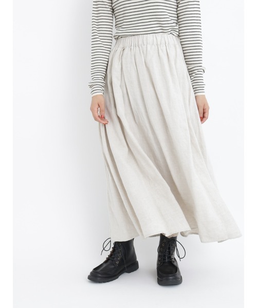 Samansa Mos2(サマンサ モスモス)の「リネンタックスカート(スカート・レディース・ピンク/グリーン/キナリ/ブラック・フリ-)」の2枚目の写真